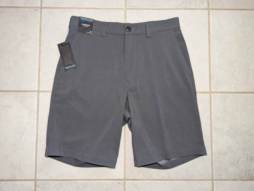 Roundtree & Yorke Men's 30 Performance Shorts Gray Classic Fit Flat Front NEW